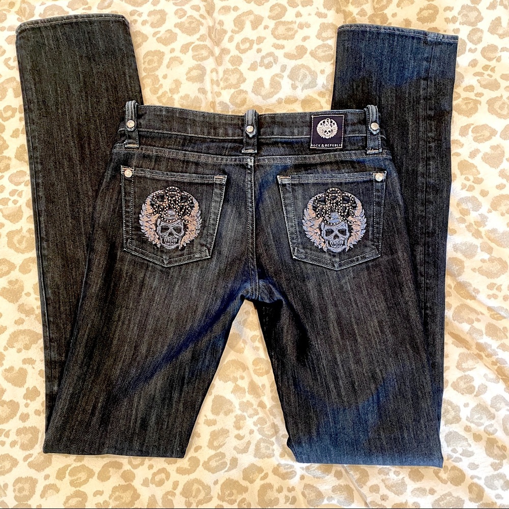 ☠️ HOT Rock & Republic Straight-leg Jeans 27👖
